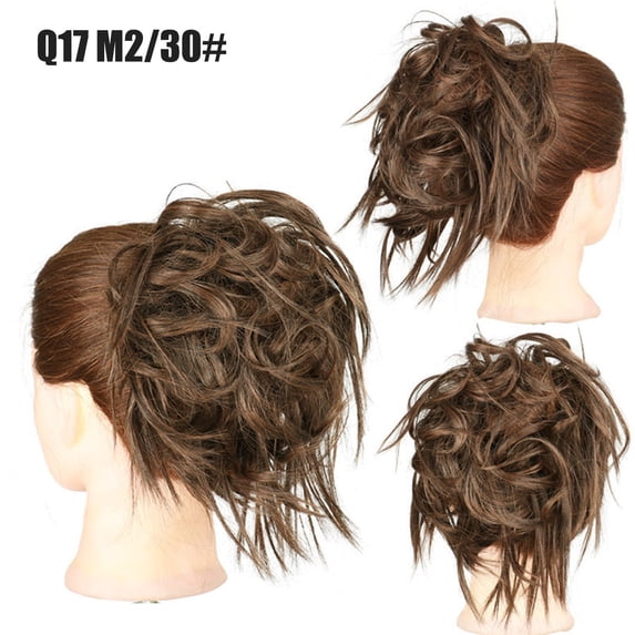 Multicolor High Temperature Synthetic Wig - Elastic Band Messy Bun Style Natural Fiber Hairpiece
