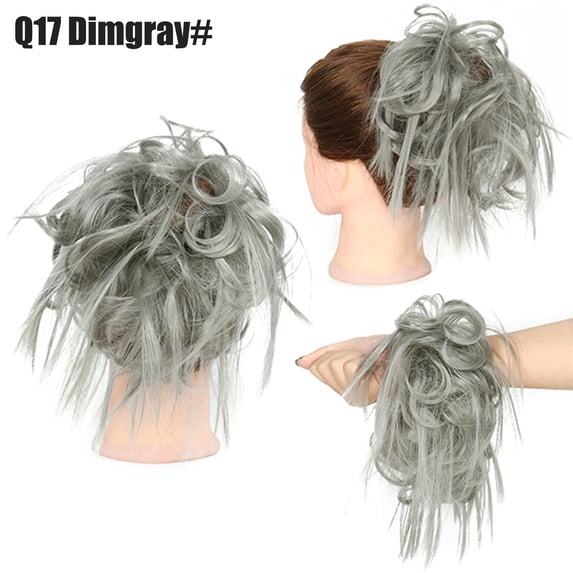 Multicolor High Temperature Synthetic Wig - Elastic Band Messy Bun Style Natural Fiber Hairpiece