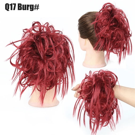 Multicolor High Temperature Synthetic Wig - Elastic Band Messy Bun Style Natural Fiber Hairpiece