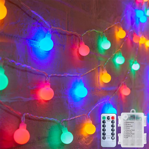 Multicolor Holiday Ambient Lights, 39ft 100 LED Solar Remote Control Light Strip, Crystal Ball Garden String Lights for Holiday, Party, Wedding, Christmas, Bedroom, Garden