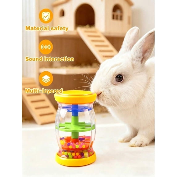 Multicolor Interactive Rabbit Toy - Plastic Rattle With Sound & Layered Design