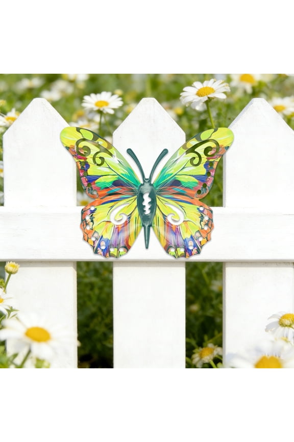 Multicolor Iron Wall Decor, Usupdd Rustproof Metal Garden Art 4-Pack Gradient Scroll Design, Outdoor Fence Decoration for Courtyard Balcony Patio with Hanging Hooks