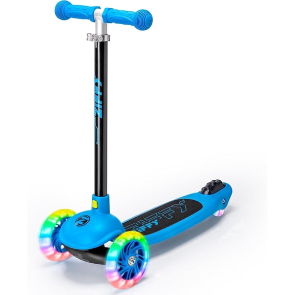 ZIFFY 3 Wheel Scooter for Kids 3-5, Toddler Kick Scooter with LED Light-Up Wheels for Boys and Girls - 5 Adjustable Heights, Lean-to-Steer Design, Supports up to 110 lbs