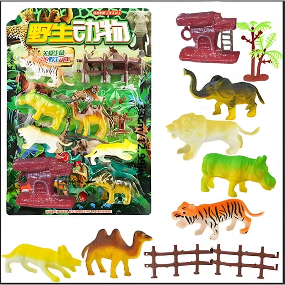 Multicolor Jungle Simulation Playset 6-Piece Plastic Animal Figurines For Classroom Desktop Decoration Educational Play And Imaginative Scenes