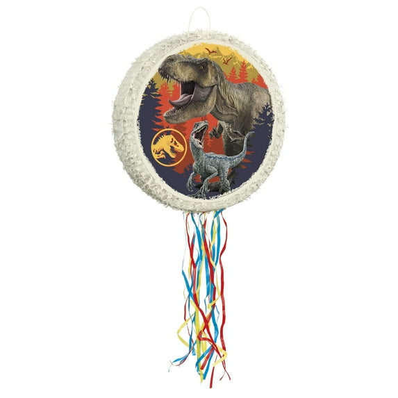 Multicolor Jurassic World Birthday Pinata, Pull String, 20 x 19.75in