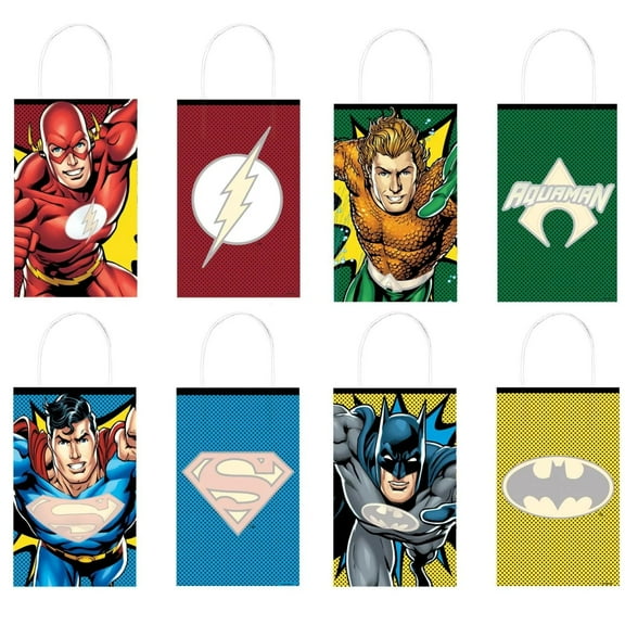 Multicolor Justice League Heroes Unite Customizable Bag - 8.5" x 5.25" x 3.25", 8 Pieces - Perfect for Fans of All Ages