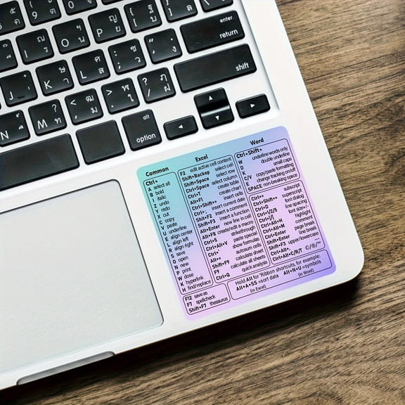 Reusable Windows Keyboard Shortcut Sticker, Excel Cheat Sheet & Command Reference Stickers for Office Productivity & Learning