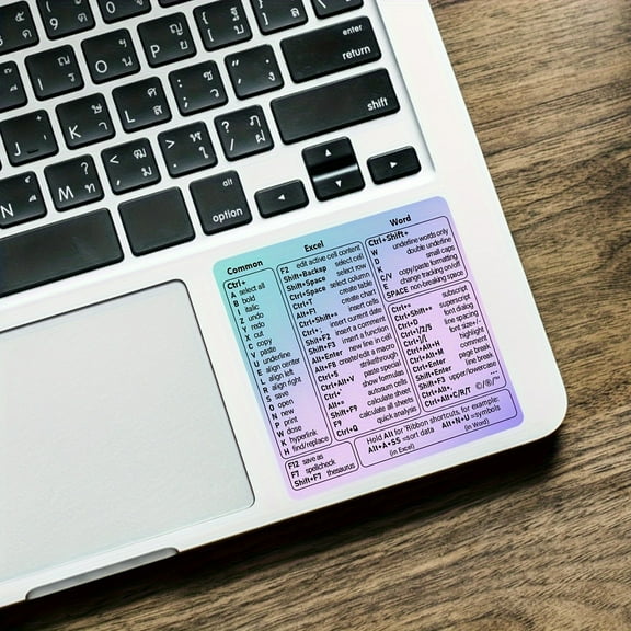 Desktop Productivity Keyboard Shortcut Stickers, Excel Cheat Sheet & Windows Shortcuts Cheat Sheet for PC and Laptop Keyboards