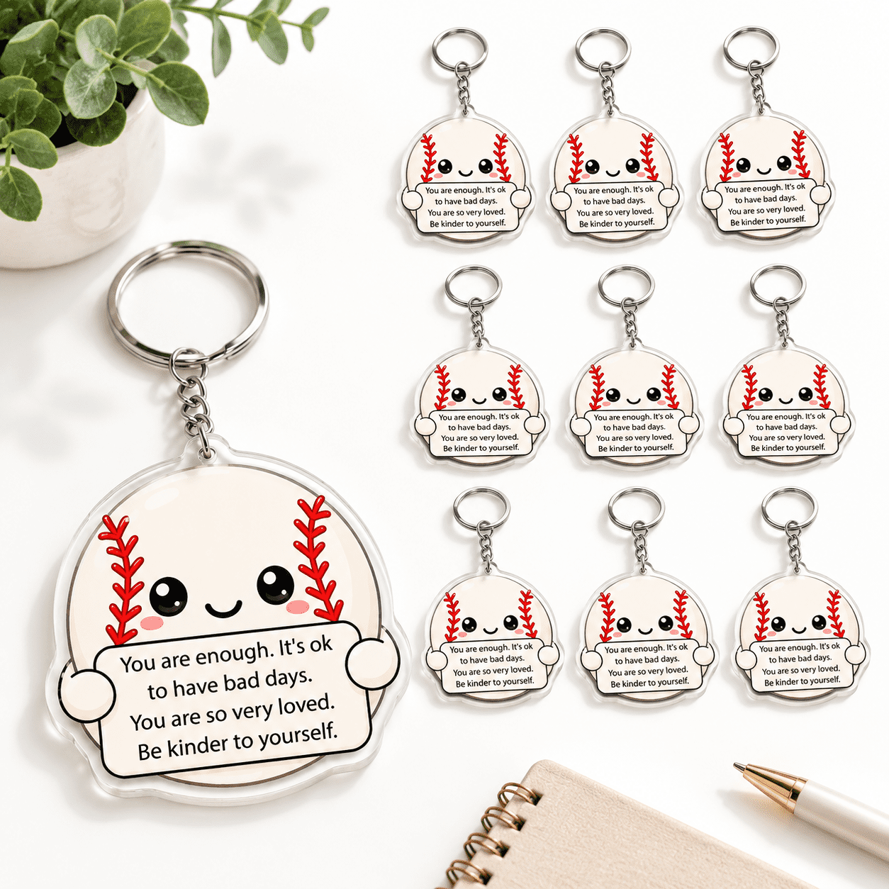 Multicolor Kinder Positive Affirmation Keychains, Set of 12 for Gifting ...
