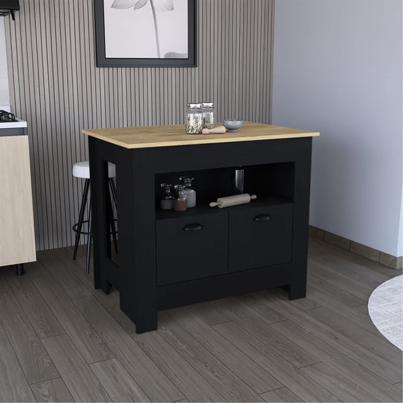 Multicolor Kitchen Island With Ample Storage - Two Door Cabinet And Shelf Modern 27.5"d X 40.5"w