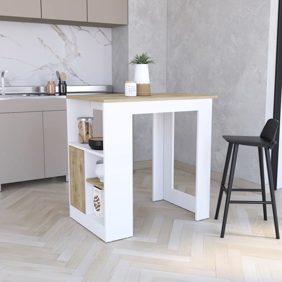 Multicolor Kitchen Island - With Side Shelves And A Contemporary 1-door Cabinet Rectangular 40 55in Width