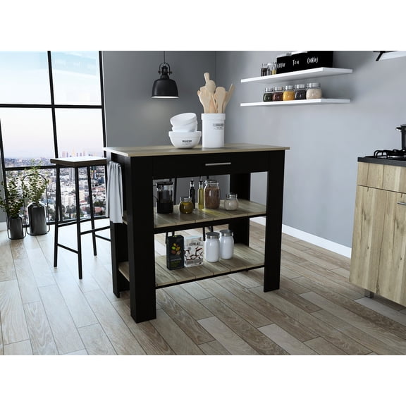 Multicolor Kitchen Island with Shelves and Drawer | Room Completion, Drink Mixing