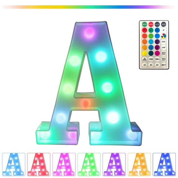 Multicolor LED Marquee Letter Lights - Remote Control Alphabet Decor for Home Parties, Wall Hanging, USB/Battery Powered