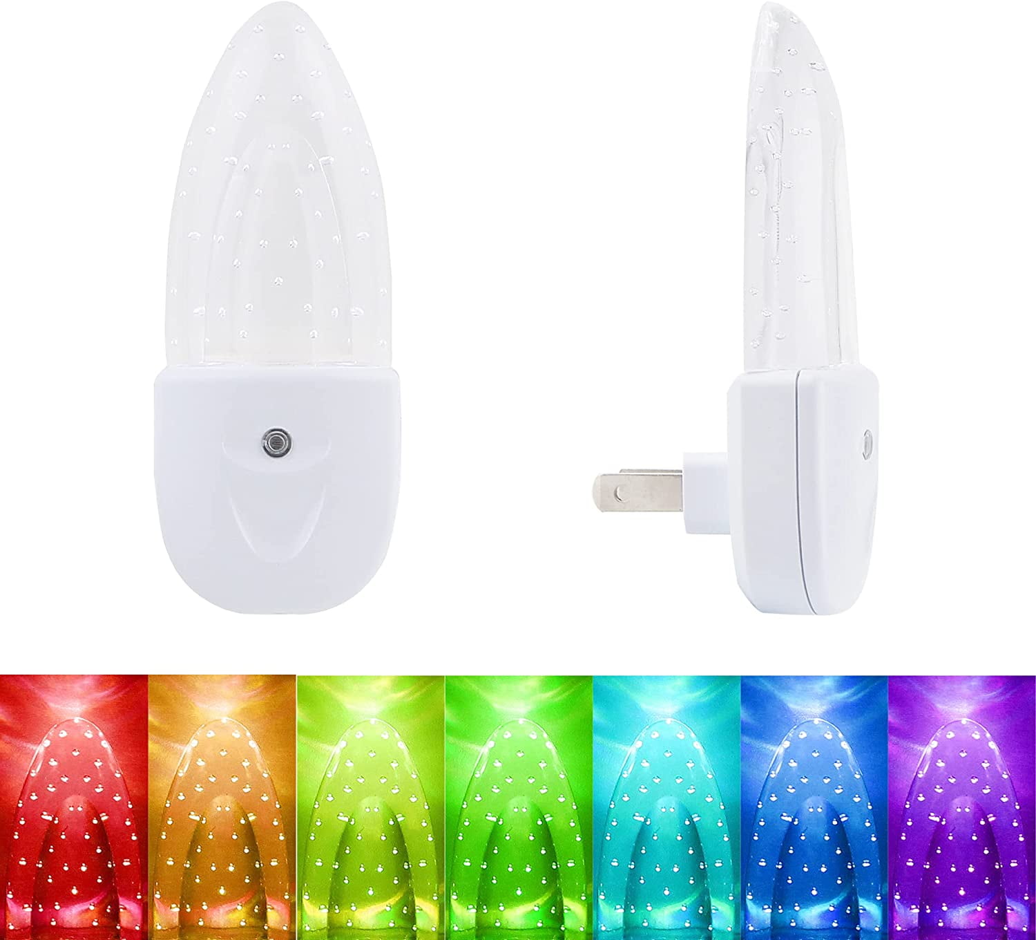 GREENIC Multicolor LED Night Light 4 Pack Bubble Pattern with Dusk to Dawn Sensor, Rotating 8 Colors, Plug in for Bedroom, Kids Room, Bathroom