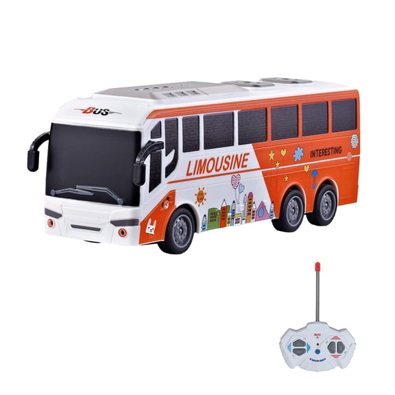 Multicolor LED Remote Control Bus, Realistic City Bus Model with Four-Wheel Drive, Interactive Driving Toy for 4-5 Years (10.15x3.36x2.87in)