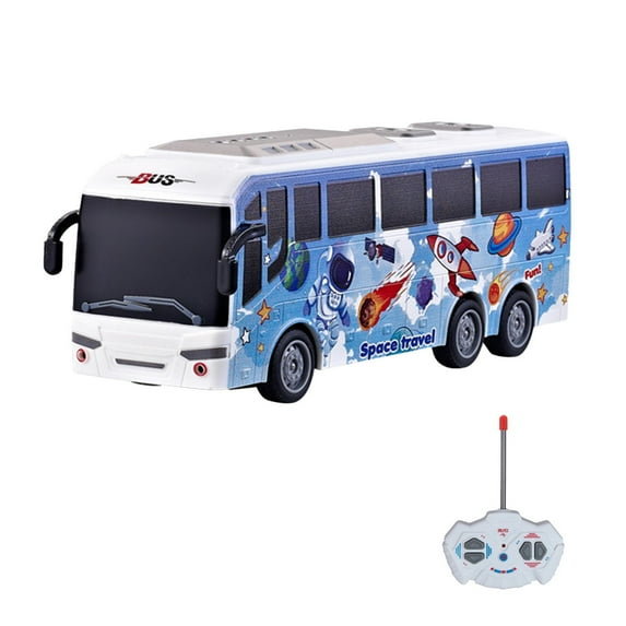 Multicolor LED Remote Control Bus, Realistic City Bus Model with Four-Wheel Drive, Interactive Driving Toy for 4-5 Years (10.15x3.36x2.87in)