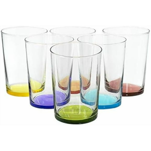 Multicolor Large Drinking Glasses for Water, Juice and Cocktails, 16 Ounce - Set of 6$$Home Decor, Kitchen, & Other
