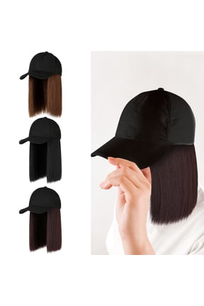 Multicolor Laser Cut Mesh Ball Curved Brim Snapback Hat Cap for Women Synthetic UPF 50 Unstructured Hat with Foldable Long Large Bill Adjustable Wig Hat One Size