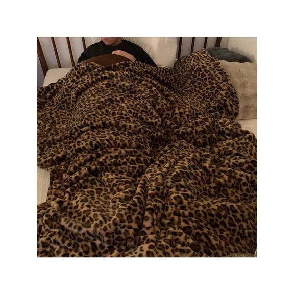 Multicolor Leopard Print Faux Fur Throw Blanket – Soft, Cozy & Versatile for Bed, Sofa, Office