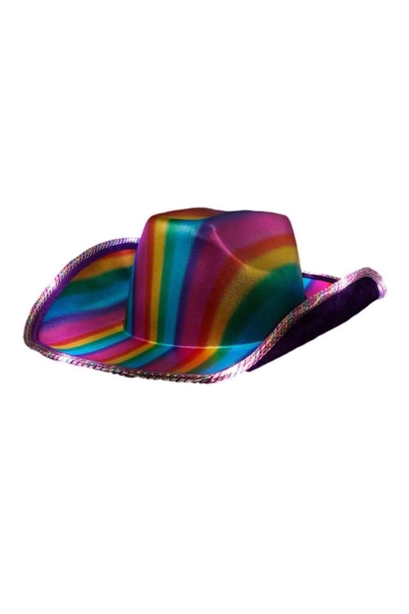 Multicolor Lights Metallic Shine Rainbow Cowboy Hat