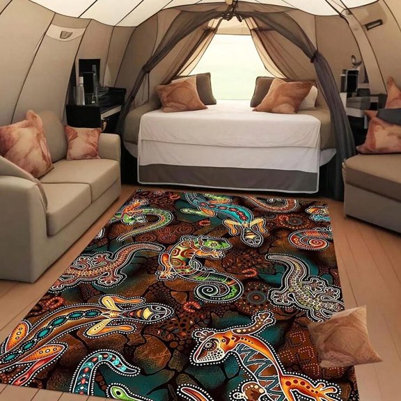 Multicolor Lizard Print Outdoor Camping Rug