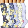 thumbnail image 1 of Multicolor Long Length Sports Home Tube Socks Pattern Design Adult Winter Warm Pressure Socks Multicolor Large Size 6 Pairs Nylon Material 11Inch Length, 1 of 3