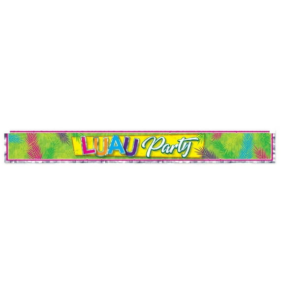 Multicolor"Luau Party" Metallic Fringe Banner
