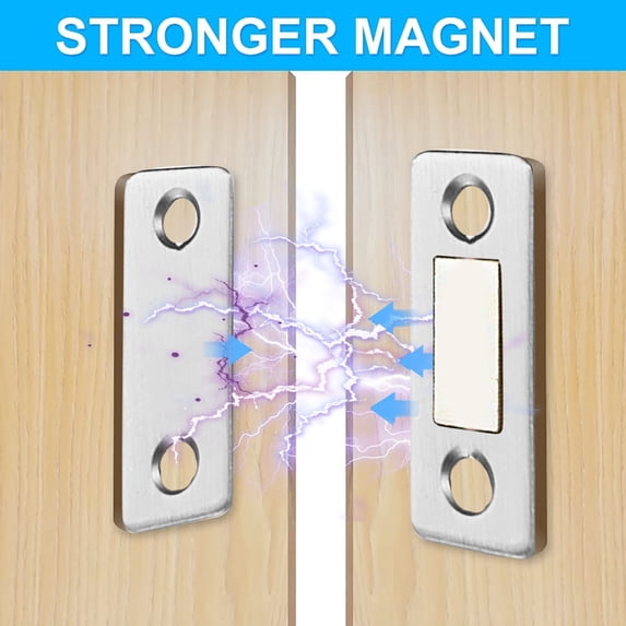 Multicolor Magnetic Door Catch, Ultra Thin Cabinet Magnetic Catch, Stainless Steel Wardrobe Door Magnetic Strip Patch for Sliding Door Closure Kitchen Cabinet Cupboard Closet Closer
