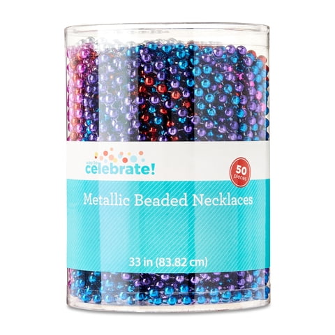 Multicolor Plastic Bead Necklaces, Party Favors, 33", 50 Count, by Way to Celebrate