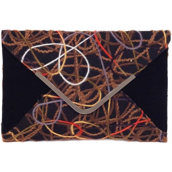 Multicolor Mixed Fabric Bohemian Style Envelope Clutch