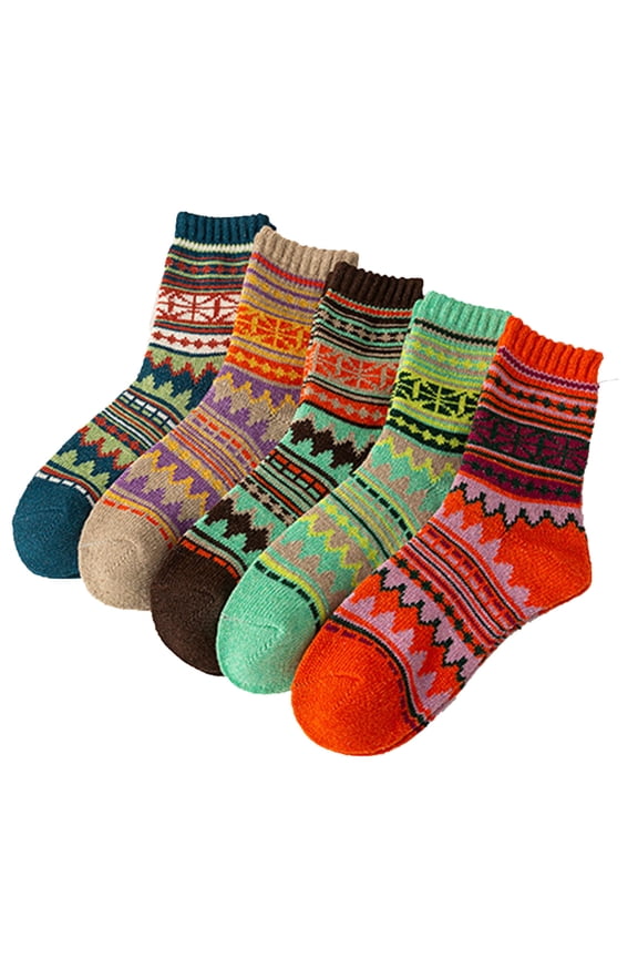 Multicolor Multicolor Wool Socks Set With Thermal Insulation And Durable Construction For Winter