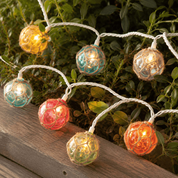 Multicolor Nautical Fishing Float String Lights, 9.8ft 10 Pack Plug-In Connectable Decor