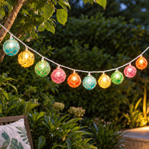 Multicolor Nautical Fishing Float String Lights 9.8ft for Indoor Outdoor Decor