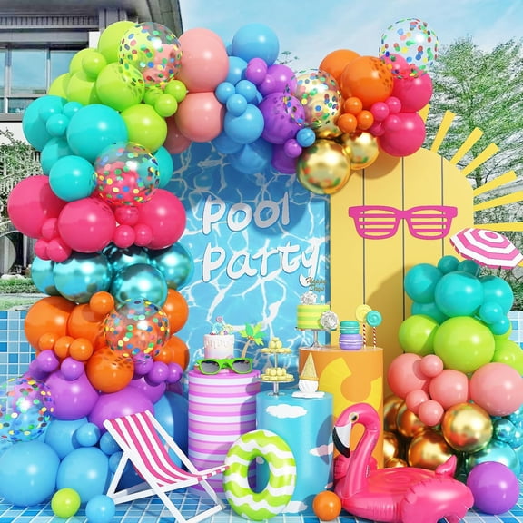 Multicolor Neon Rainbow Balloon Arch Kit for Kids Carnival Summer Birthday Decor
