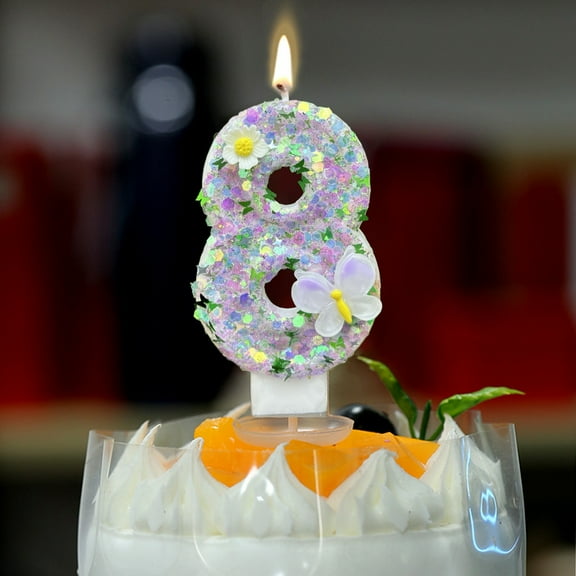 Multicolor Number Candles for Birthday Cake Decoration, Floral Wax Candles for Parties & Celebrations, 1 Piece Decorative Candles with Stand, Even Burning Festive Candles for Special Events