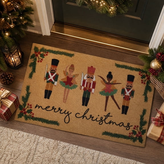 Multicolor Nutcracker Ballet Outdoor Coir Doormat, 18" x 30", Home Decor