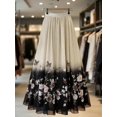 thumbnail image 1 of Multicolor Ombre Floral Butterfly Embroidered Tulle A-Line Maxi Skirt, Flowy Vintage Fairy Pleated Skirt, 1 of 4