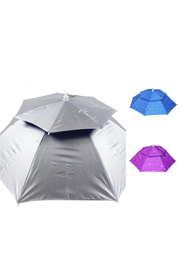 Multicolor Outdoor Double Umbrella Hat Sun Rain Cap Camping Fishing Mesh Hat One Size