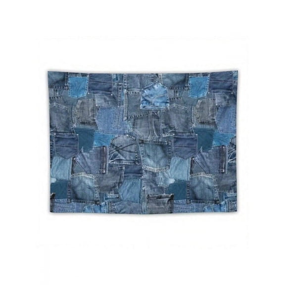 Multicolor Oversized Denim Pocket Patchwork Tapestry - Retro Western Wall Hanging Decor For Living Room Bedroom Office