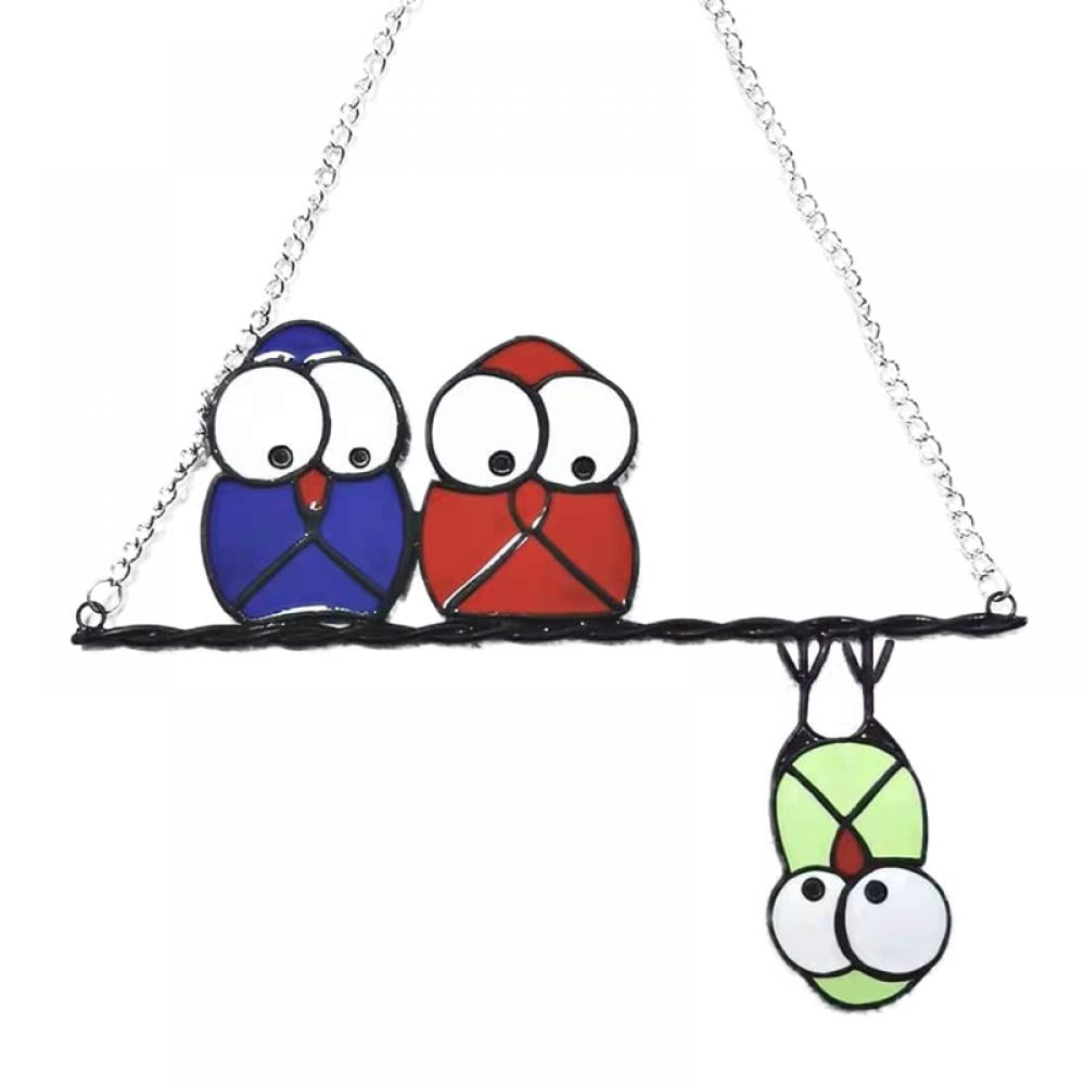 Multicolor Stained Glass Owl Suncatcher Panel for Windows and Doors