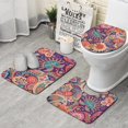 thumbnail image 1 of Multicolor Paisley and Floral Pattern Bathroom Rugs Sets 3 Piece,Toilet Cover Set,Absorbent Non Slip Bathroom Mats Sets with U-Shaped Contour Rug Toilet Rug Set, 1 of 5