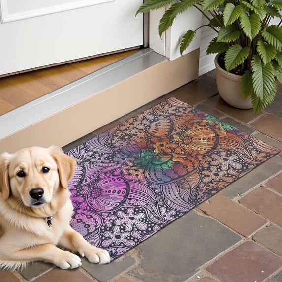Multicolor Paisley and Floral Pattern Door Rugs,Washable Non Slip Door Mats Indoor,Decorative Door Mats,Entry Mat Indoor for Entrance,Bedroom,Kitchen,Bathroom,16"x24"
