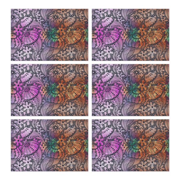 Multicolor Paisley and Floral Pattern Summer Placemats Table Placemats Set Of 6-Linen Kitchen Washable Placemats Table Mats 11.8"x17.7" Non-Slip Heat Resistant