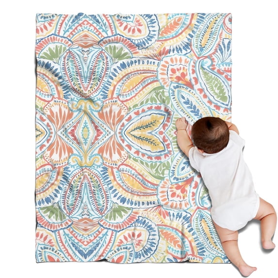 Multicolor Paisley Pattern Blanket,Comfortable Soft Flannel Throw Blanket,All Season,Warm Lightweight Blankets for Sofa Bed Couch Living Room Chair,30"x40"