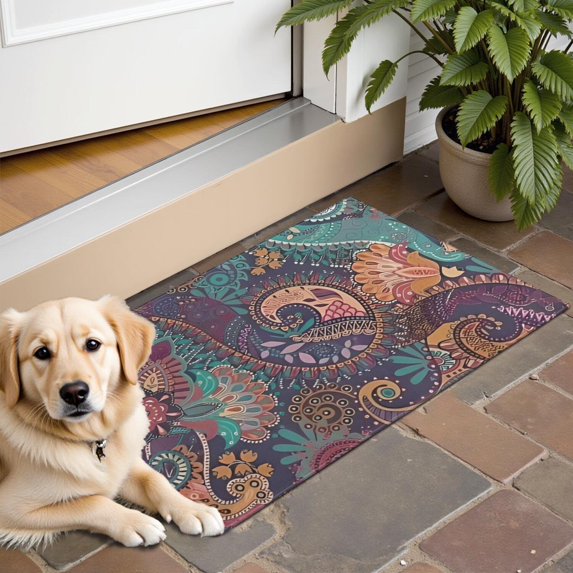 Multicolor Paisley Pattern Door Rugs,Washable Non Slip Door Mats Indoor,Decorative Door Mats,Entry Mat Indoor for Entrance,Bedroom,Kitchen,Bathroom,16"x24"