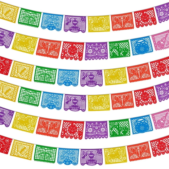 Multicolor Papel Picado Party Banners 6 Pack 108 Total Linear Feet