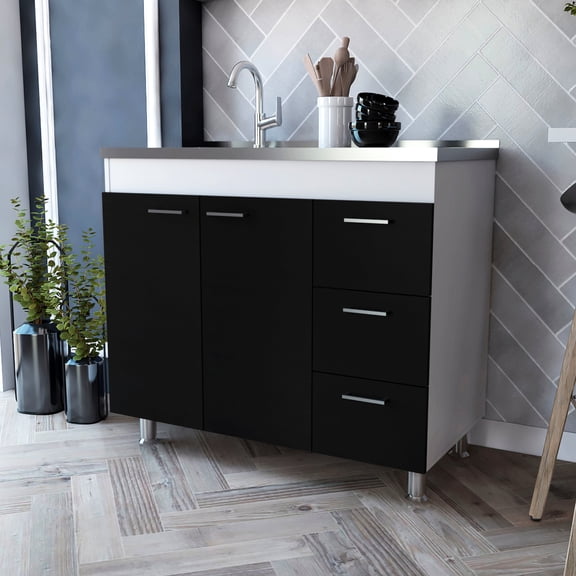 Multicolor Particle Board Kitchen Cabinet with Four Legs / Fits Kitchen Spaces