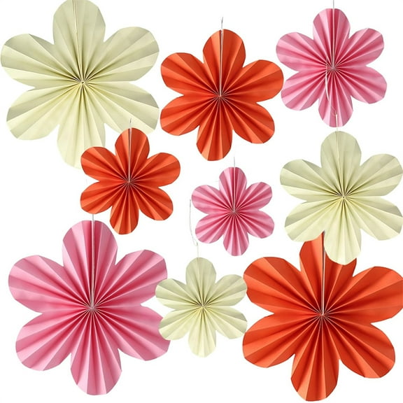 Multicolor Party Flower Cutouts Decorations,Paper Fans Hanging Decoration Set,Flower Shape Paper Fans Garlands,Ideal for Home School Classroom Wall