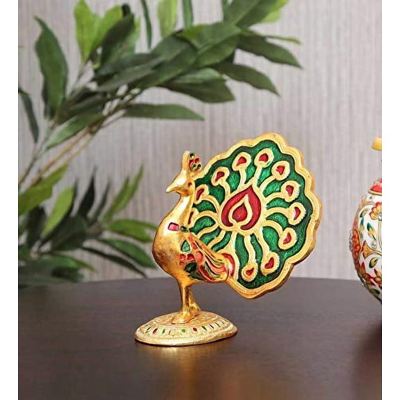 Multicolor Peacock Metal Statue Idol Decorative Showpiece Feng Shui As Table Top Figurine for Living Room Bedroom Home Office Dcor for Decoration & Gifting Purpose
