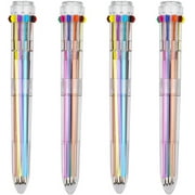 Multicolor Pens 10 Pack Retractable Ballpoint Pens - 8 Colors Transparent Barrel Ballpoint Pen for Office Supplie